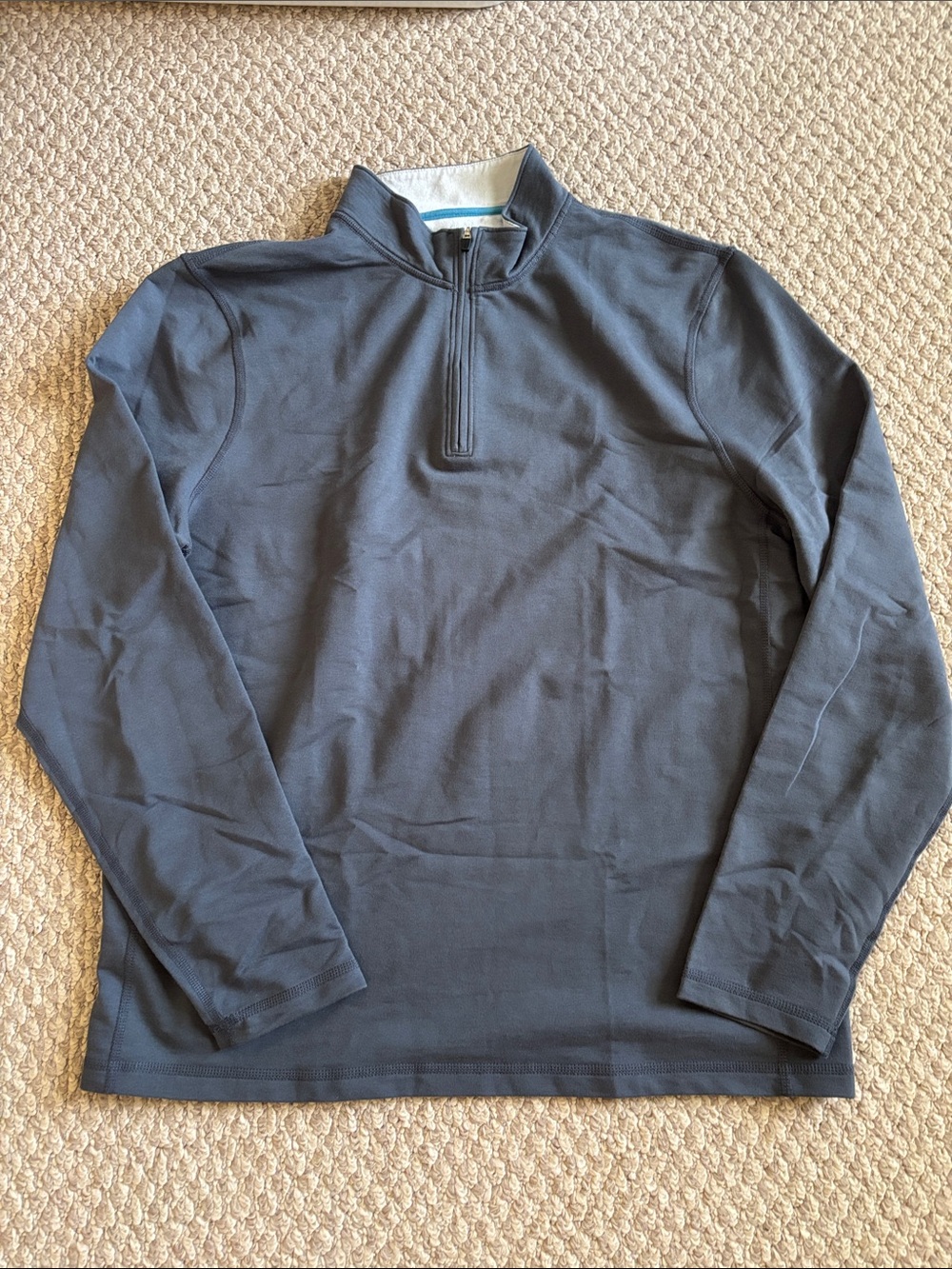 J. Crew Performance Pullover - Light Gray with Teal Trim